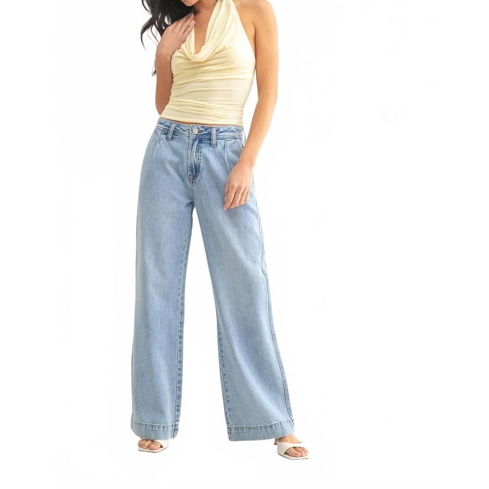 NEW JBD. lightweight drapey relaxed trouser in light denim